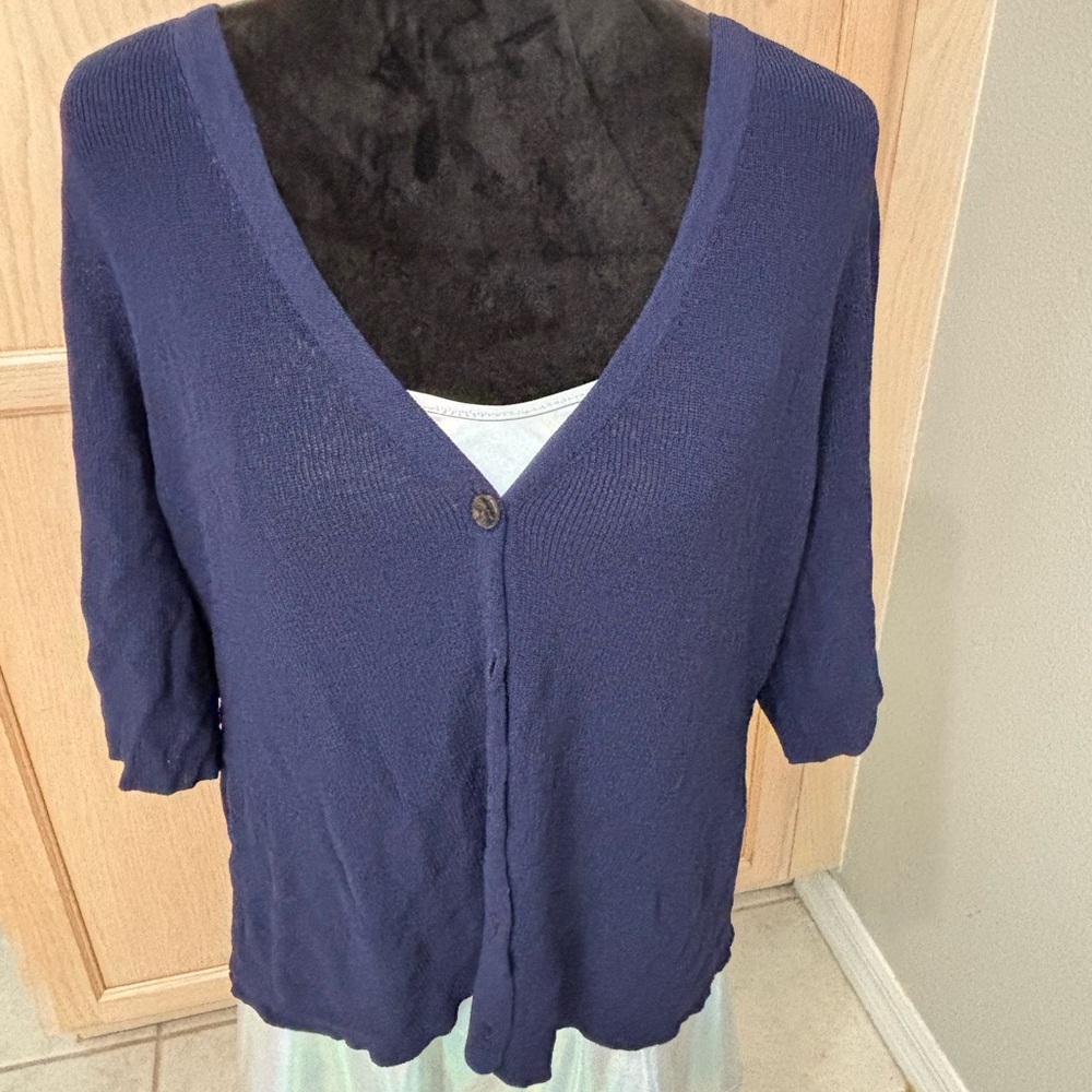 Women's Navy Blue  short sleeve Cardigan